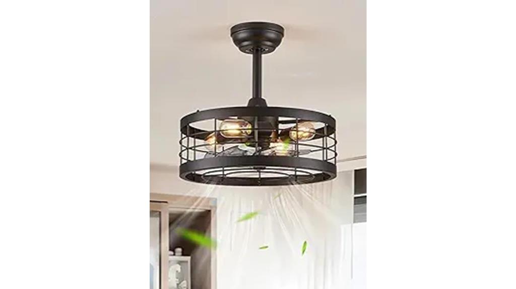 black caged ceiling fan