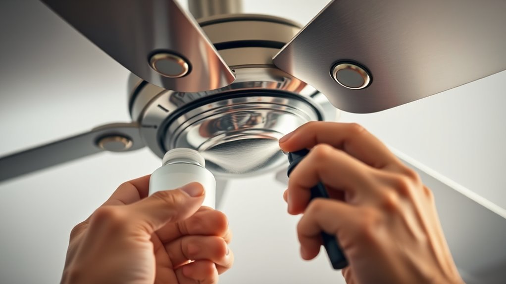 apply lubricant to fan bearings