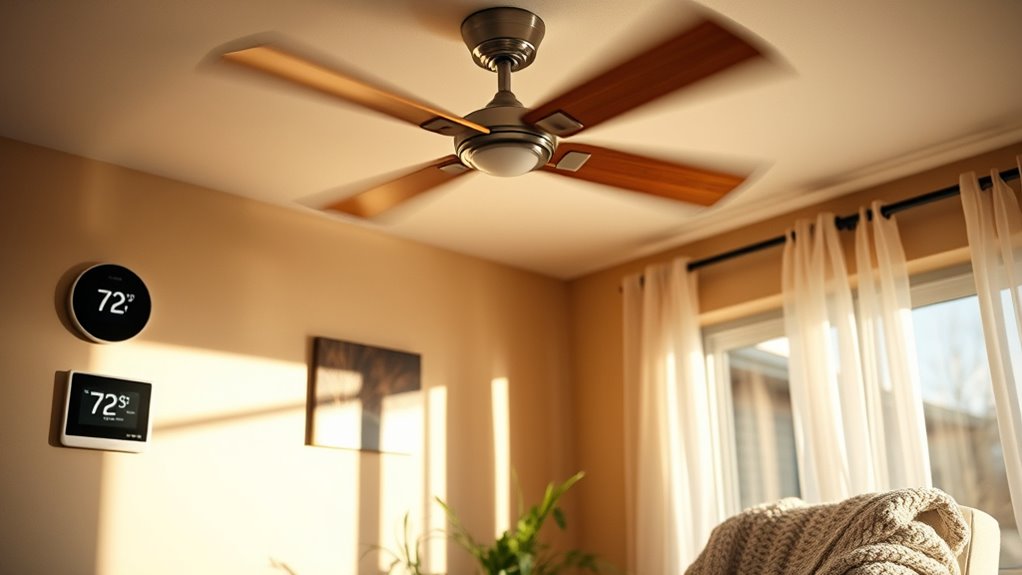lower thermostat with ceiling fans