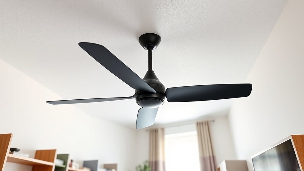 space efficient ceiling fan installation