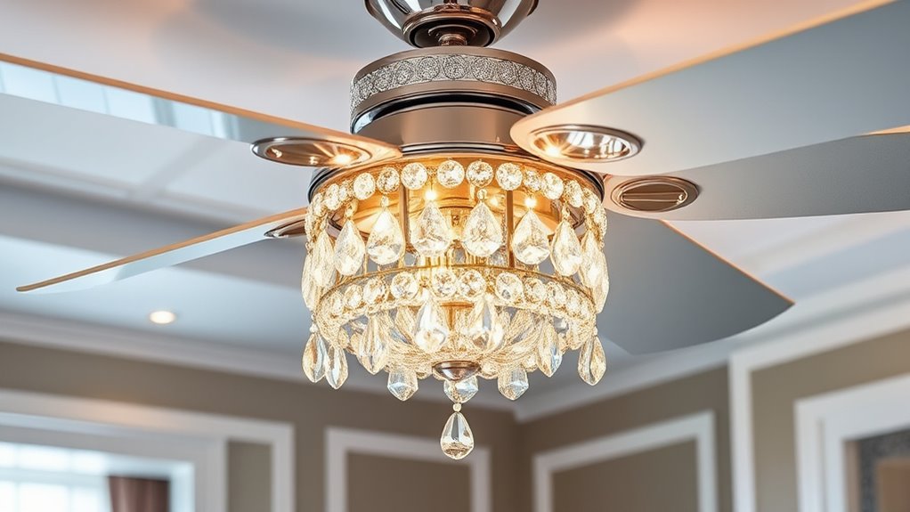elegant crystal fan lighting