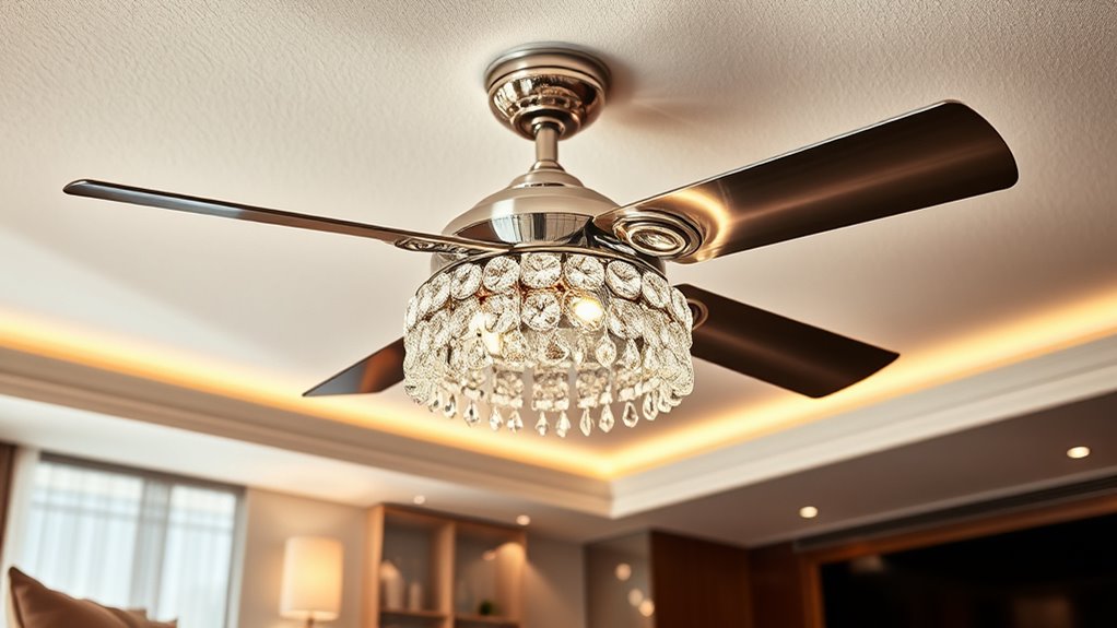 elegant crystal light fans