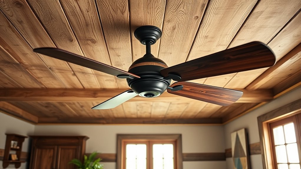 rustic wood blade fans