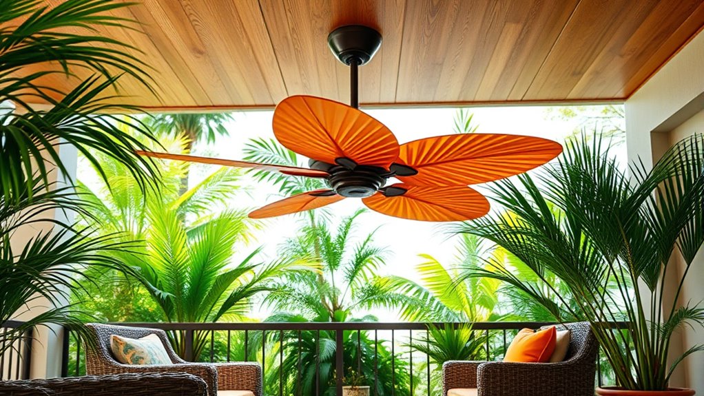 tropical palm leaf ceiling fans