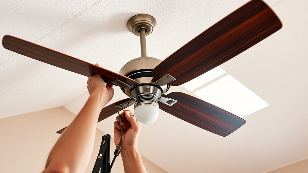 mount fan on angled ceiling