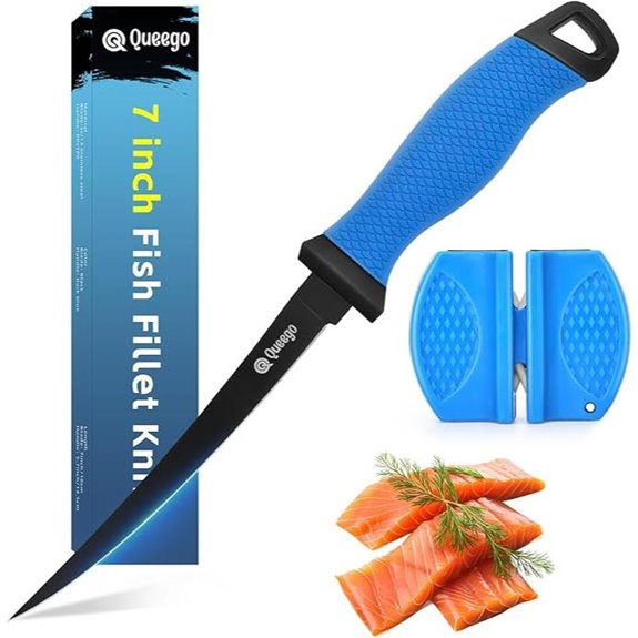 Fish Fillet Knife 7 Inch with Sharp Blade & Sharpener