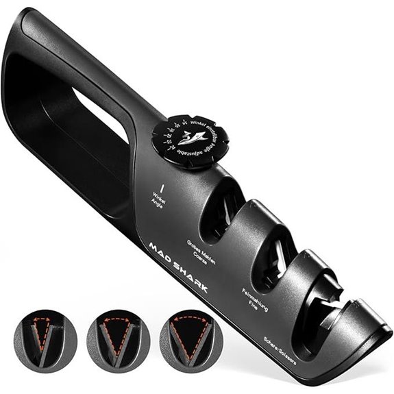 MAD SHARK Adjustable Knife Sharpener with Coarse & Finegrains
