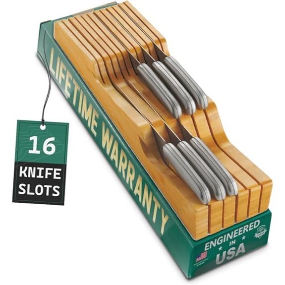 Bellemain Bamboo Knife Drawer Organizer with 16 Slots