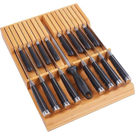 Utoplike Bamboo Drawer Knife Block (Knives Not Included)