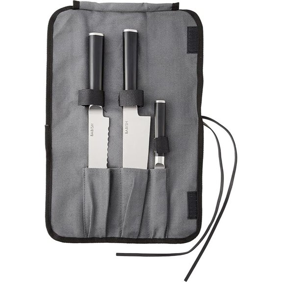 Babish German Steel Knife Set (3-Piece) with Roll