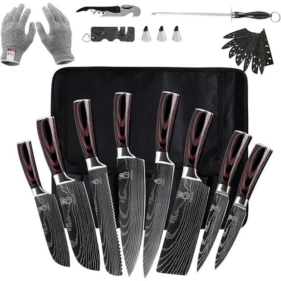 FULLHI 14-Piece Japanese German Stainless Steel Knife Set