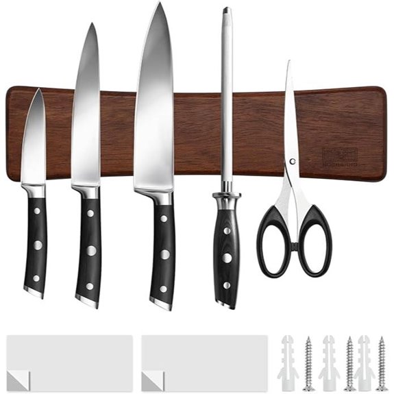 HOSHANHO Magnetic Knife Strip 10-Inch Acacia Wall Organizer