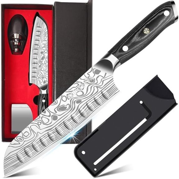 MOSFiATA 7-Inch Santoku Knife with Sheath and Gifts