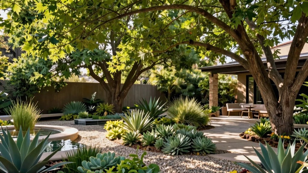 native plants and shaded zones