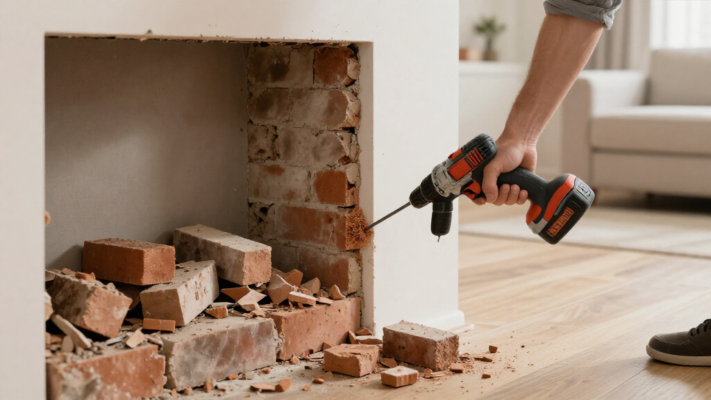 They Removed The Living Room’s Brick Fireplace — And They Don’t Regret It