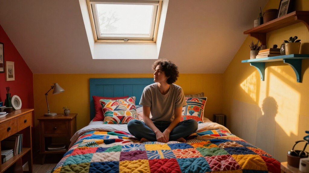 A Plain Attic Bedroom Is Now A “Little Jewel Box” After A Colorful Redo