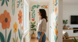 Her Sister Painted Flowers On Her Hallway Walls — Now It’s A Colorful Escape