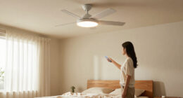 52" Phylluz Flush Mount Low Profile Ceiling Fan W/ Dimmable LED Light & Remote $42.55 + Free S&H