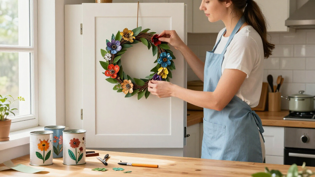 DIYer Transforms Old Tin Cans Into The Cutest Wreath