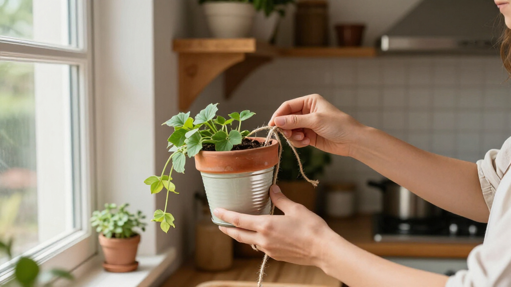 Woman Transforms Empty Tuna Cans Into The Cutest Hanging Planter